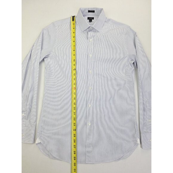 J. Crew Ludlow Size Small Mens White Blue Stripe Spread Collar Long Sleeve Shirt - Picture 9 of 10